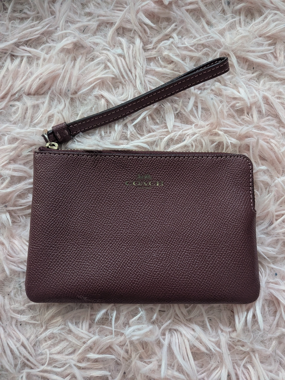 Coach Wristlet Pouch in Deep Burgundy